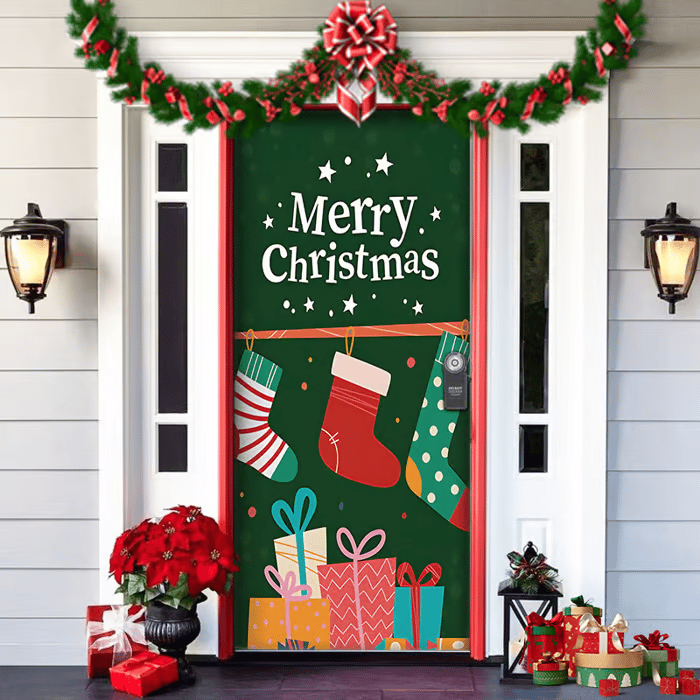 ππ2025 Christmas and Halloween front door decoration